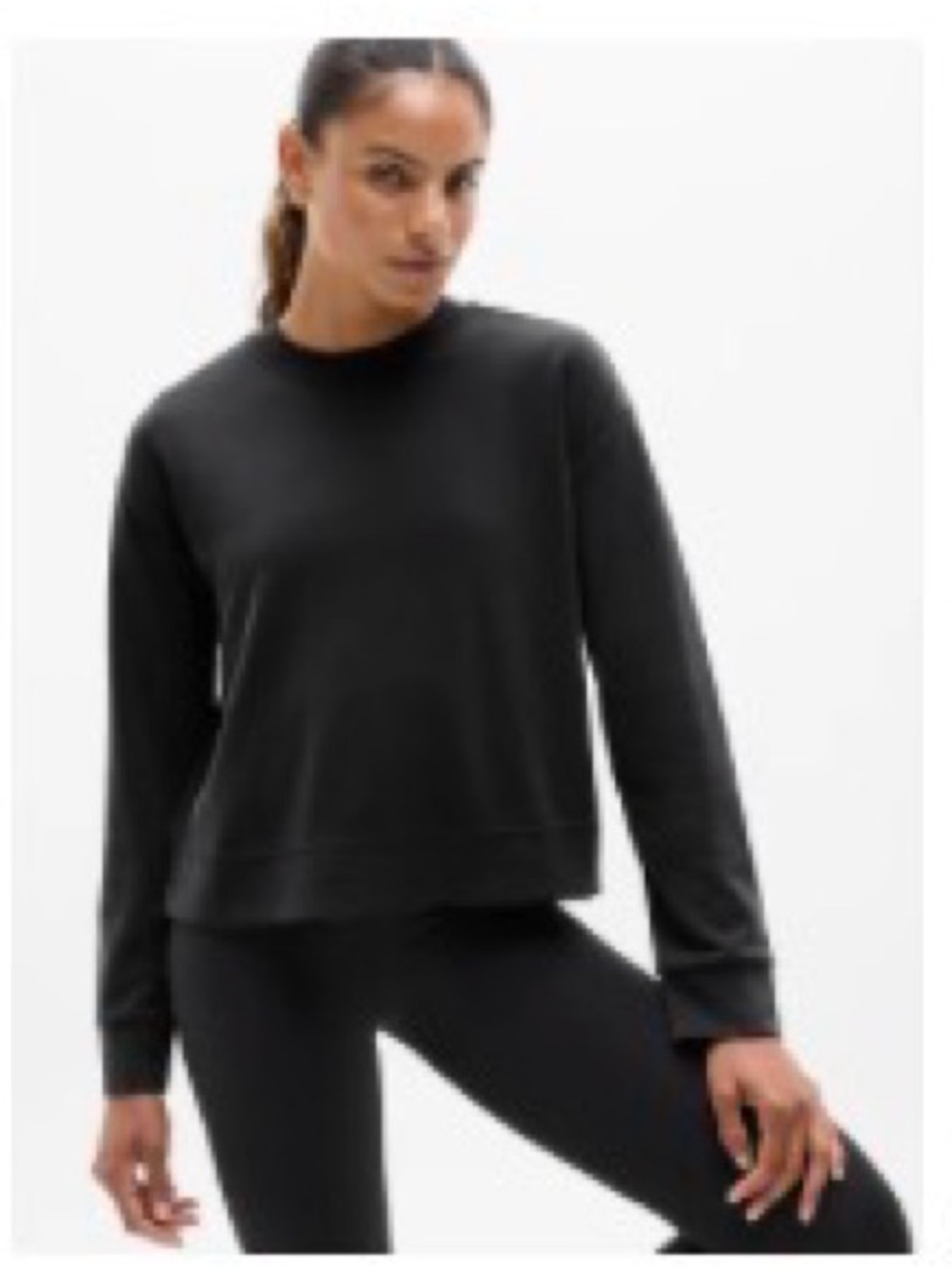Athleta SEASOFT CREWNECK SWEATSHIRT-Black